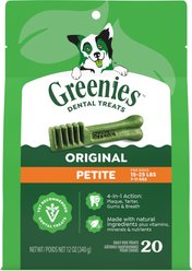 Greenies Petite Natural Original Chicken Flavor Dental Dog Treats, 20 count