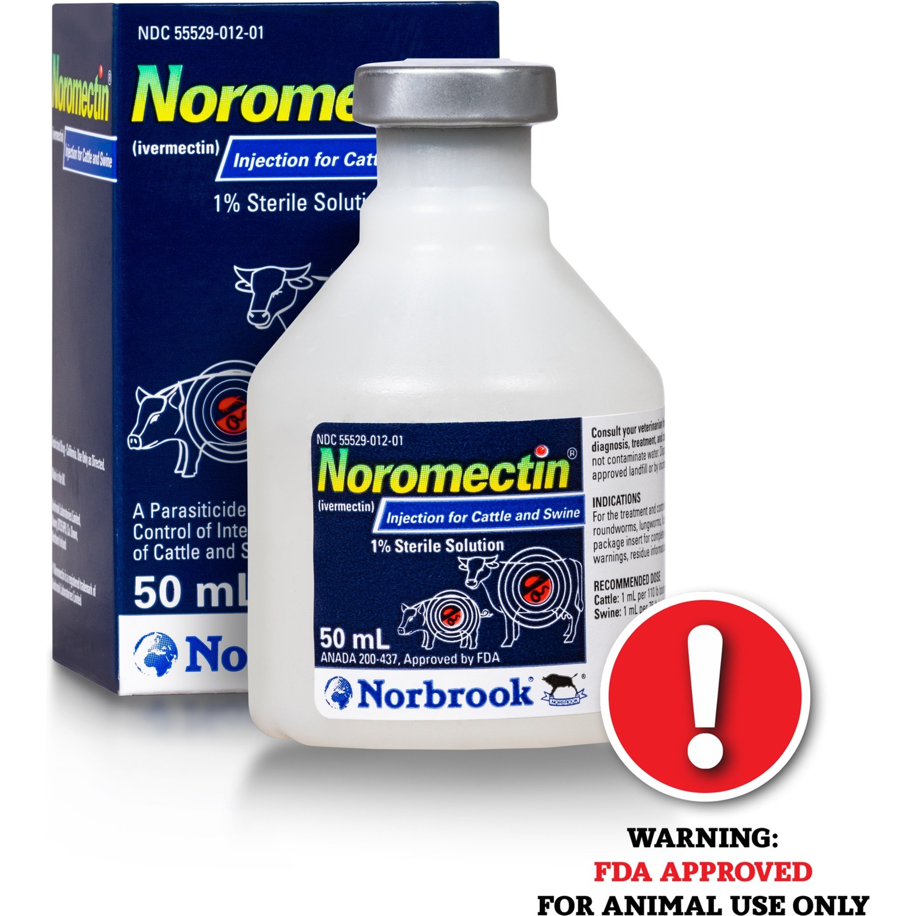 Norbrook Noromectin 1% Dewormer for Cattle & Swine, 50-mL bottle