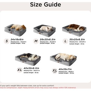 Bedsure Orthopedic Bolster Dog Sofa Bed with Removable Cover, Grey, X-Large