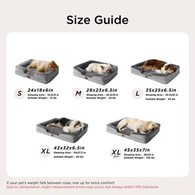 Show full view: Bedsure Orthopedic Bolster Dog Sofa Bed with Removable Cover, Dark Grey, X-Large Pro slide 5 of 8