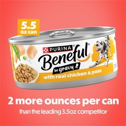 Purina Beneful Chicken with Peas in Gravy Wet Dog Food, 5.5-oz can, 12 count slide 2 of 8