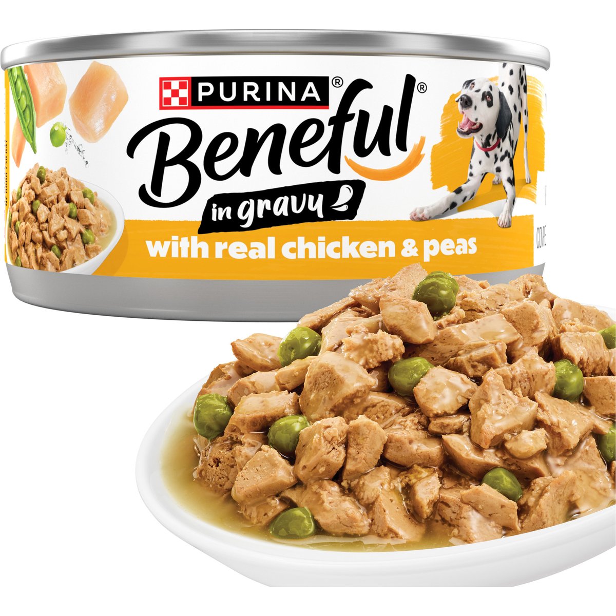 Purina Beneful Chicken with Peas in Gravy Wet Dog Food, 5.5-oz can, 12 count