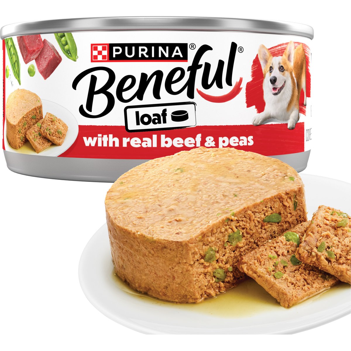 Purina Beneful Loaf Beef & Peas Wet Dog Food, 5.5-oz can, 12 count