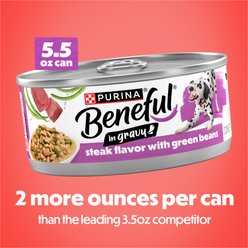 Purina Beneful Steak with Green Beans in Gravy Wet Dog Food, 5.5-oz can, 12 count slide 2 of 8
