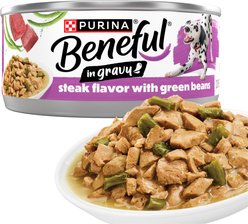 Purina Beneful Steak with Green Beans in Gravy Wet Dog Food, 5.5-oz can, 12 count