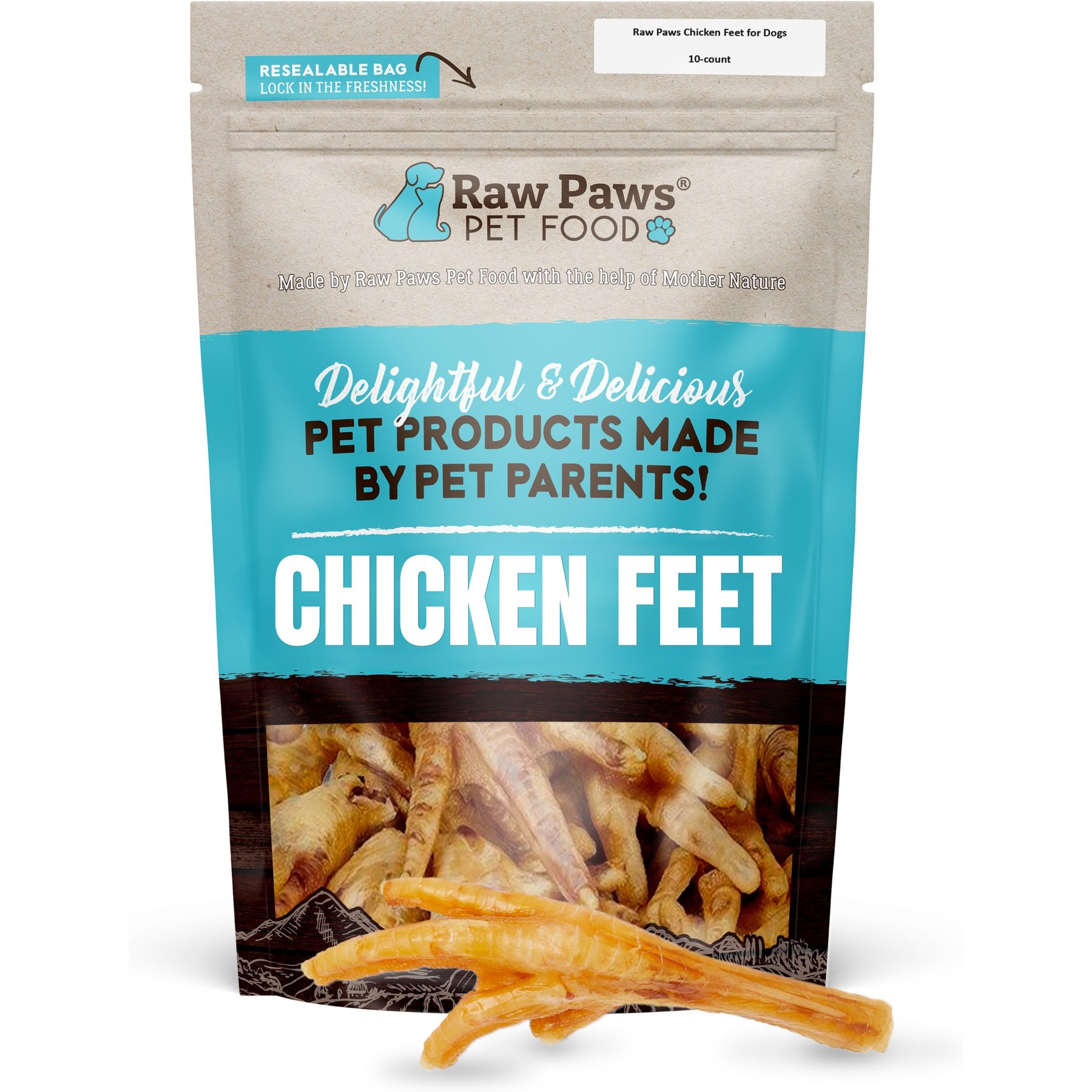 Raw Paws Chicken Feet Dog Chew Treats, 10 count