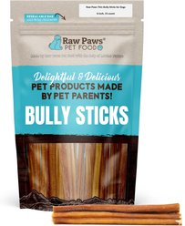 Raw Paws 6-inch Thin Bully Sticks Dog Treats, 20 count