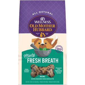 Old Mother Hubbard by Wellness Mother's Solutions Minty Fresh Breath Natural Oven-Baked Biscuits Dog Treats, 20-oz bag
