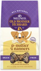 Old Mother Hubbard by Wellness Classic P-Nuttier 'N Nanners Grain-Free Mini Oven-Baked Biscuits Dog Treats, 16-oz bag