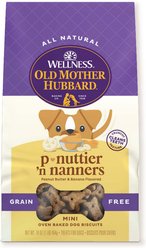 Old Mother Hubbard by Wellness Classic P-Nuttier 'N Nanners Grain-Free Mini Oven-Baked Biscuits Dog Treats, 1-lb b...