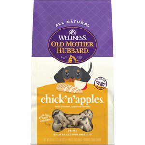 Old Mother Hubbard by Wellness Classic Chick'N'Apples Natural Mini Oven-Baked Biscuits Dog Treats, 20-oz bag