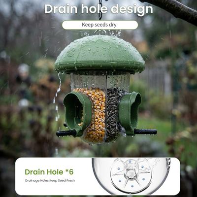 Show full view: LONA Love Nature Weatherproof Finch Wild Bird Tube Feeder, Green, 800-mL slide 7 of 10