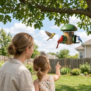 LONA Love Nature Weatherproof Finch Wild Bird Tube Feeder, Green, 800-mL