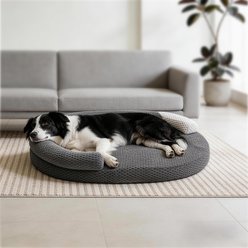 Invenho Orthopedic Egg Crate Memory Foam Removable Cover Bolster Dog Bed, Grey, Large