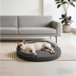 Invenho Orthopedic Egg Crate Memory Foam Removable Cover Bolster Dog Bed, Grey, Medium