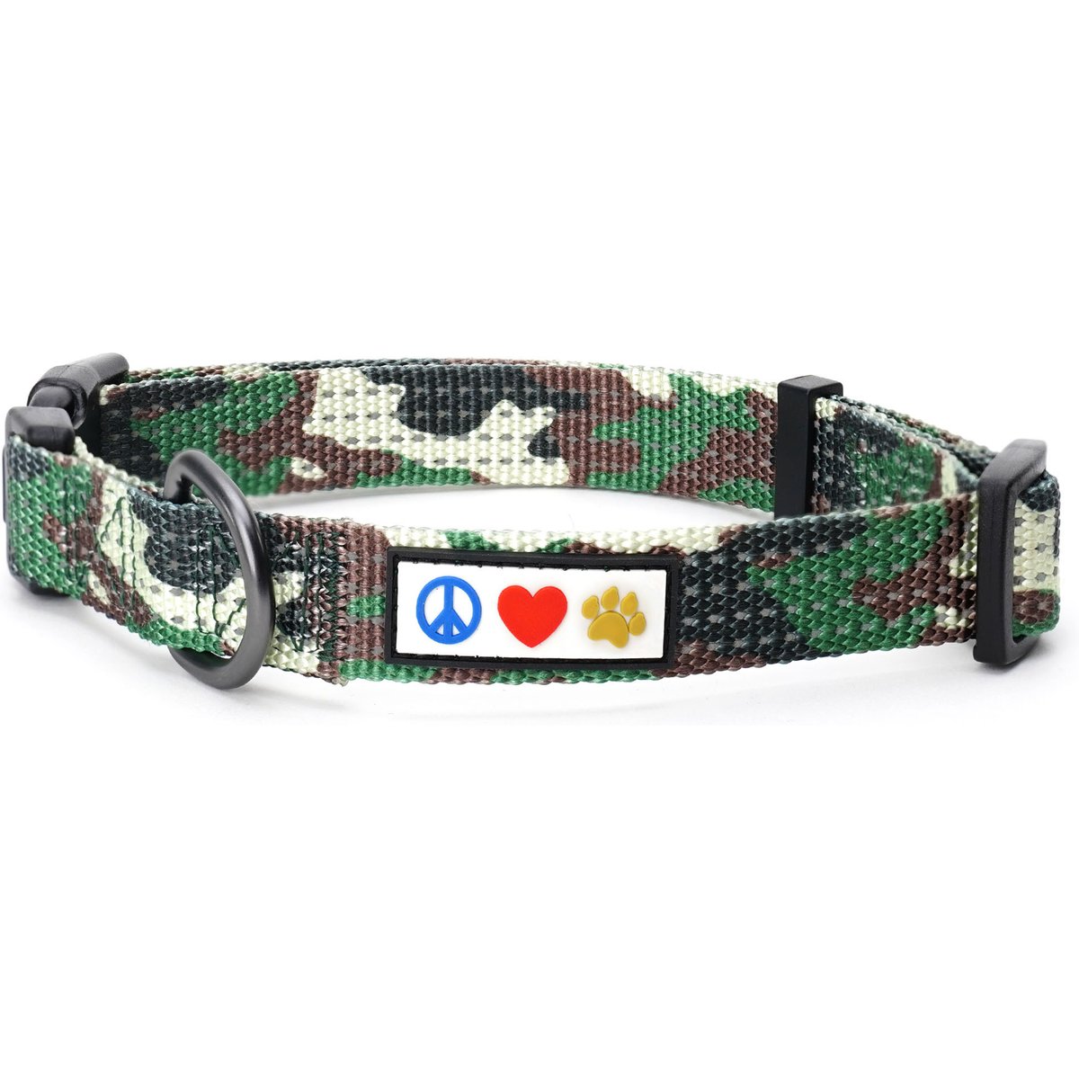 Pawtitas Nylon Reflective Dog Collar, Camouflage Green, Small: 11 to 16-in neck, 5/8-in wide