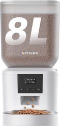 Nityers Timed Food Dispenser Battery Operated LCD Screen Automatic Plastic Cat Feeder, White, 8-L