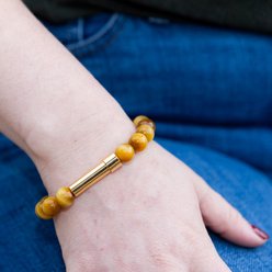 Spirit Pieces Honey Tiger Eye Keepsake Bracelet, Gold, Medium slide 2 of 4