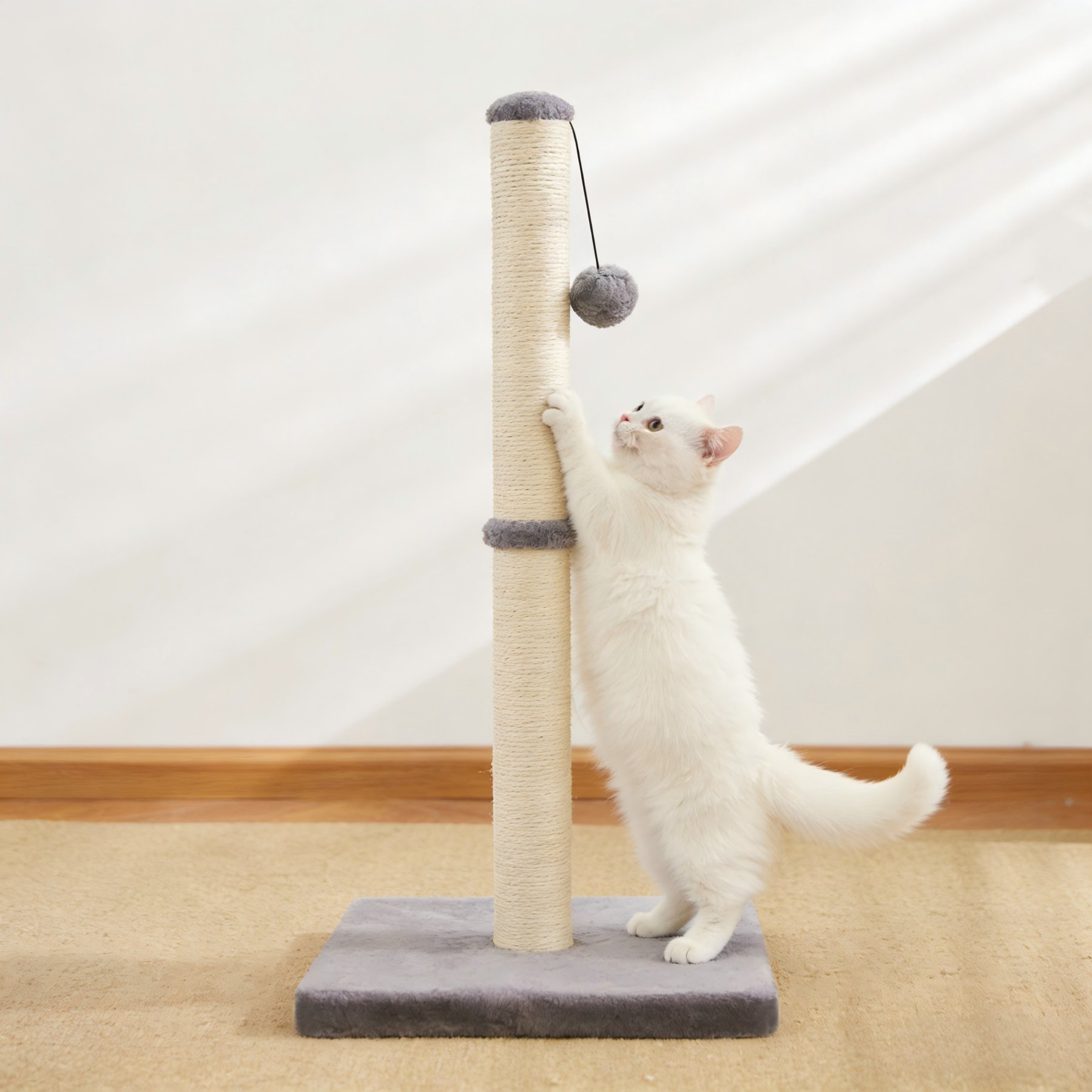 DOPZER 25-in Tall Sisal Cat Scratching Post, Grey