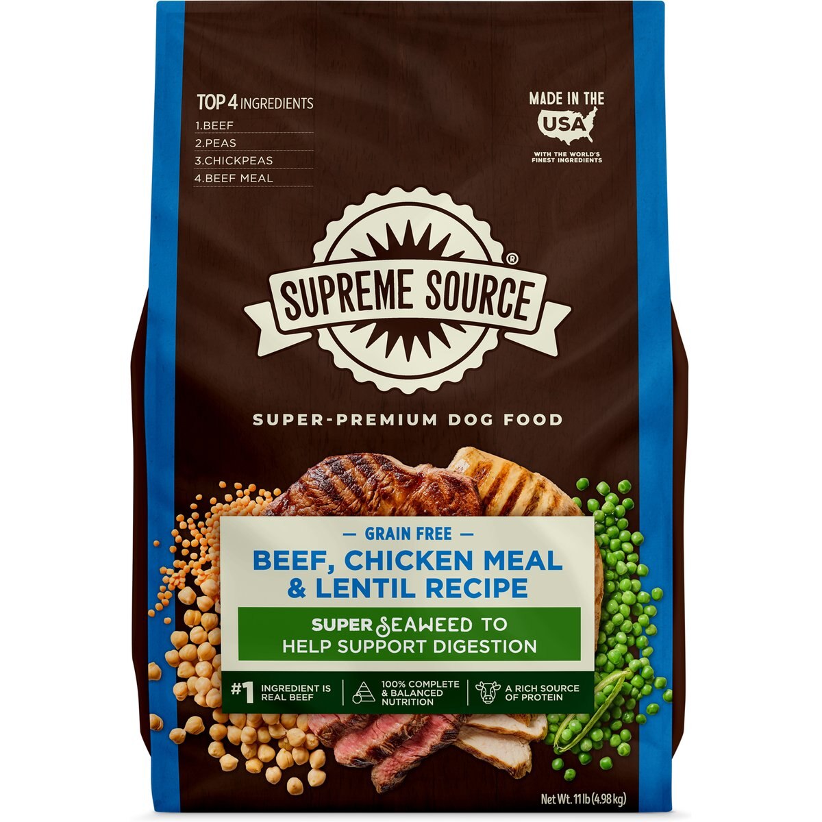 Supreme Source Beef, Chicken Meal & Lentil Recipe Dry Dog Food, 11-lb bag