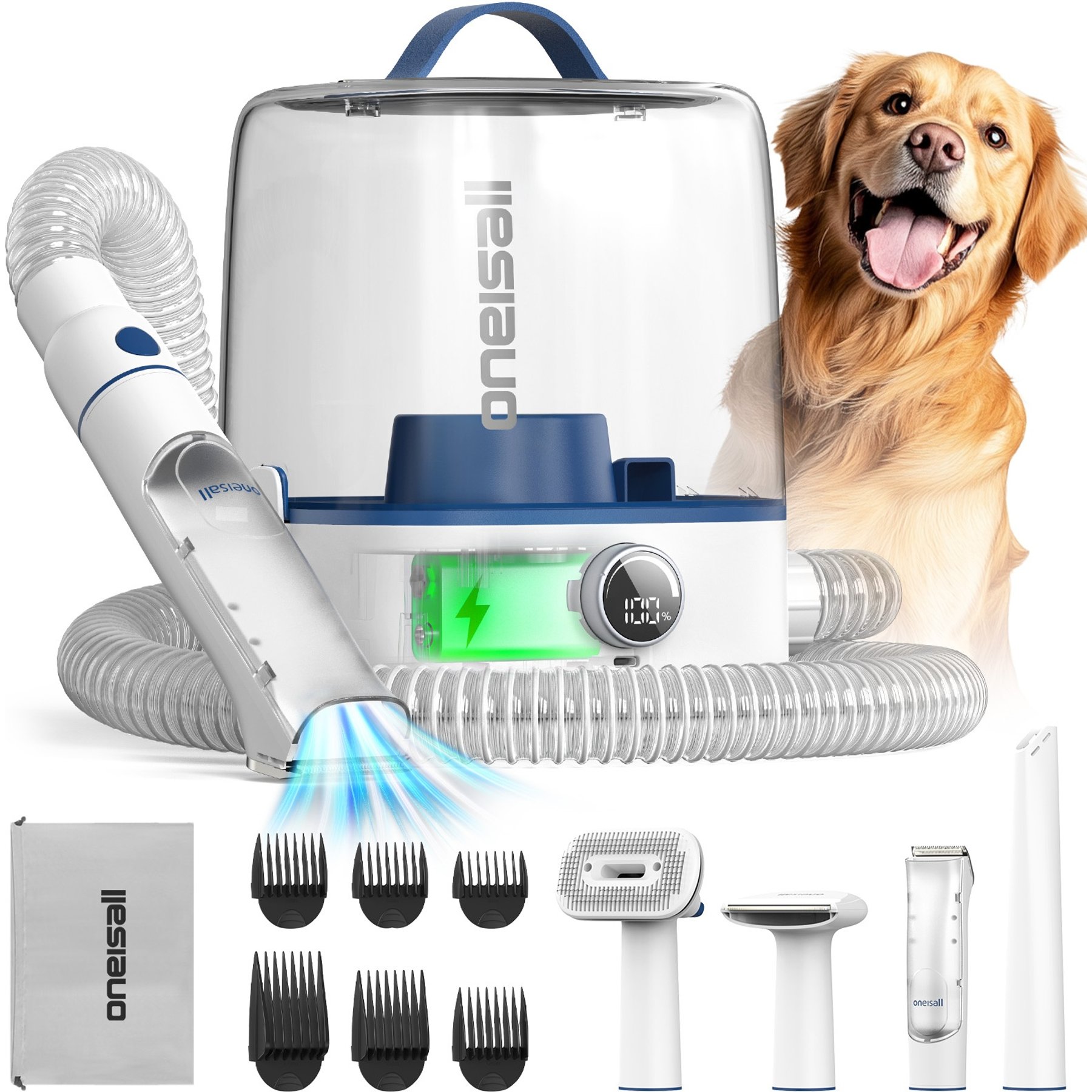 OneIsAll 11-in-1 Tools Comfy L1 Cordless Dog Grooming Vacuum Kit