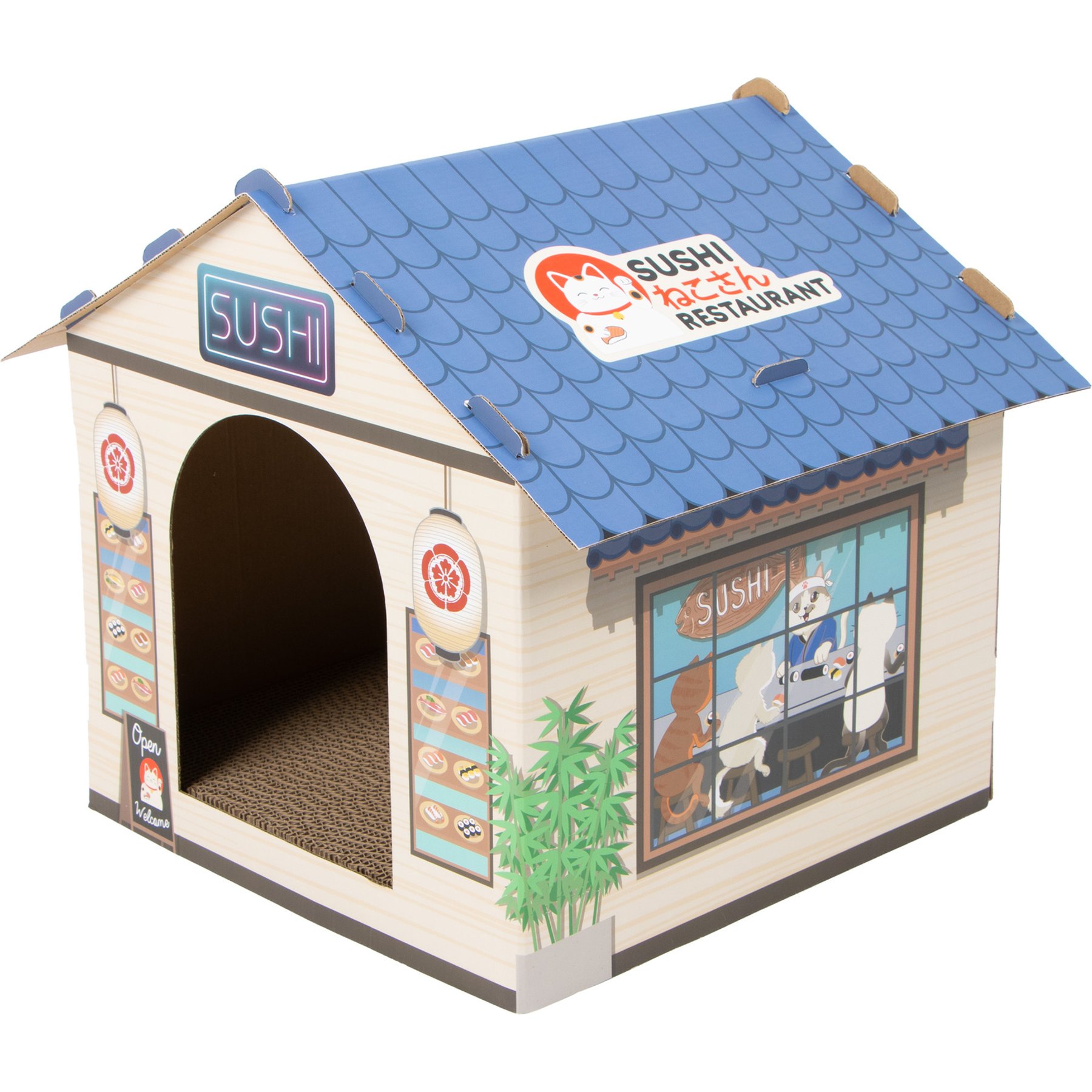 Kitty City Sushi Restaurant Scratch House Cat Toy, Multicolor