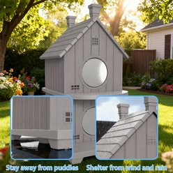 jansno Double-Story Resin Cat House with Elevated Base, Anti-Slip Pad & Ventilation, Brown slide 2 of 8