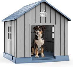 jansno Peak-Roof Dog House, Blue