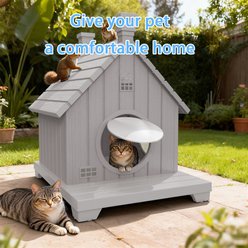 jansno Resin Cat House with Elevated Base, Anti-Slip Pad & Ventilation, Brown slide 2 of 8