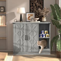 jansno Cat Hidden Litter Box Enclosure with Power Outlet & Hidden Litter Box Cabinet, Gray
