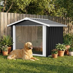 jansno 2-in-1 Metal Dog House & Storage Shed Shelter, Black