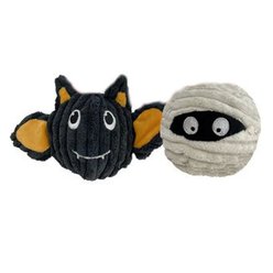 Petlou Halloween Twin Pack Batmmy EZ Squeaky Dog Ball Toy