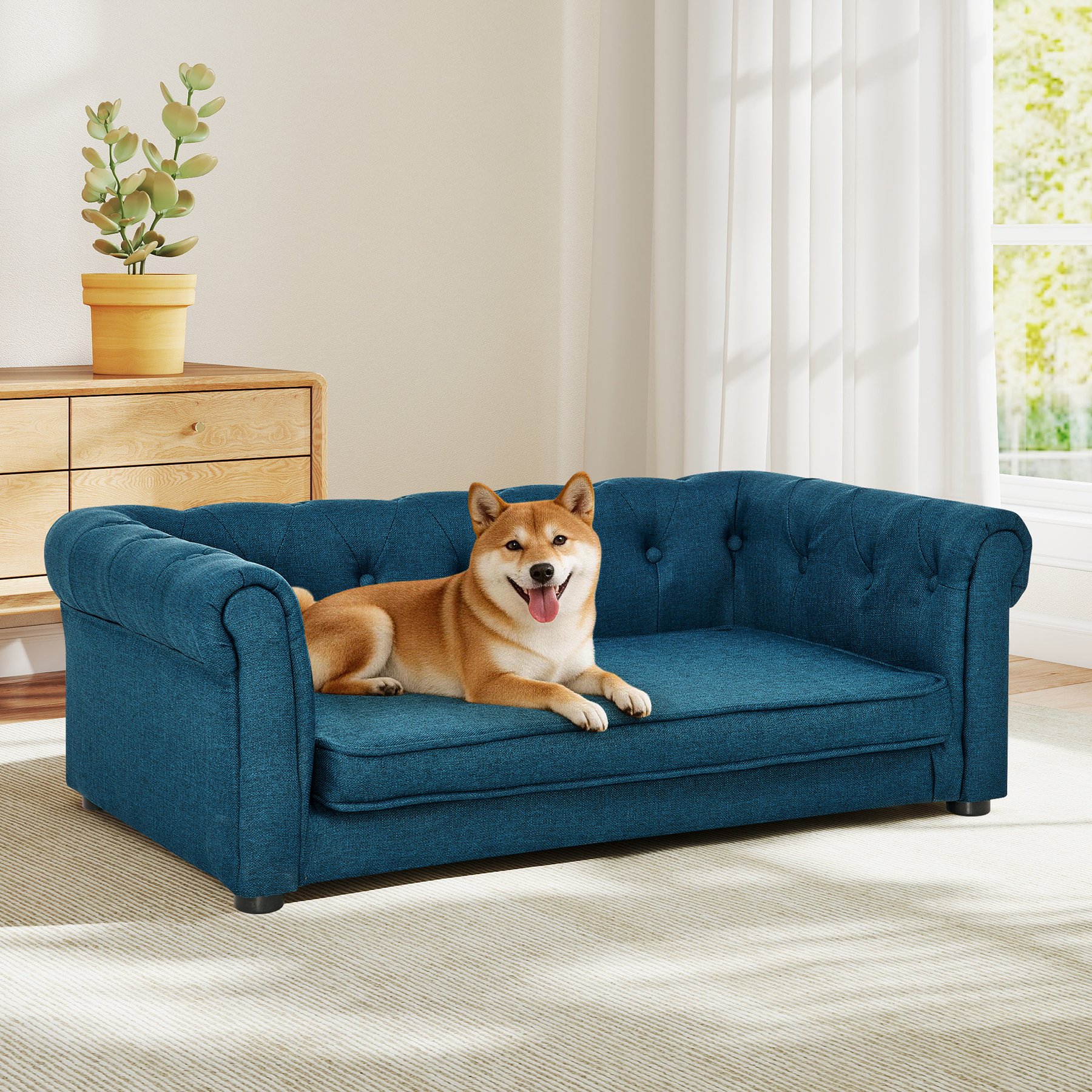 Yafylly Modern Couch Memory Foam Furniture Style Dog Sofa Bed, Medium: 38 x 23 x 14-in, Blue