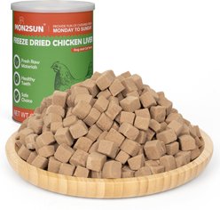 MON2SUN Natural & Healthy Snacks High-Protein Chicken Liver Freeze-Dried Dog & Cat Treats, 6-oz jar