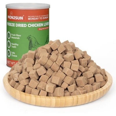 MON2SUN MON2SUN Natural & Healthy Snacks High-Protein Chicken Liver Freeze-Dried Dog & Cat Treats, 6-oz jar