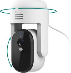 Arlo Essential Pan Tilt Outdoor Security 2K App-Compatible Plug-in-Power Pet Camera, White