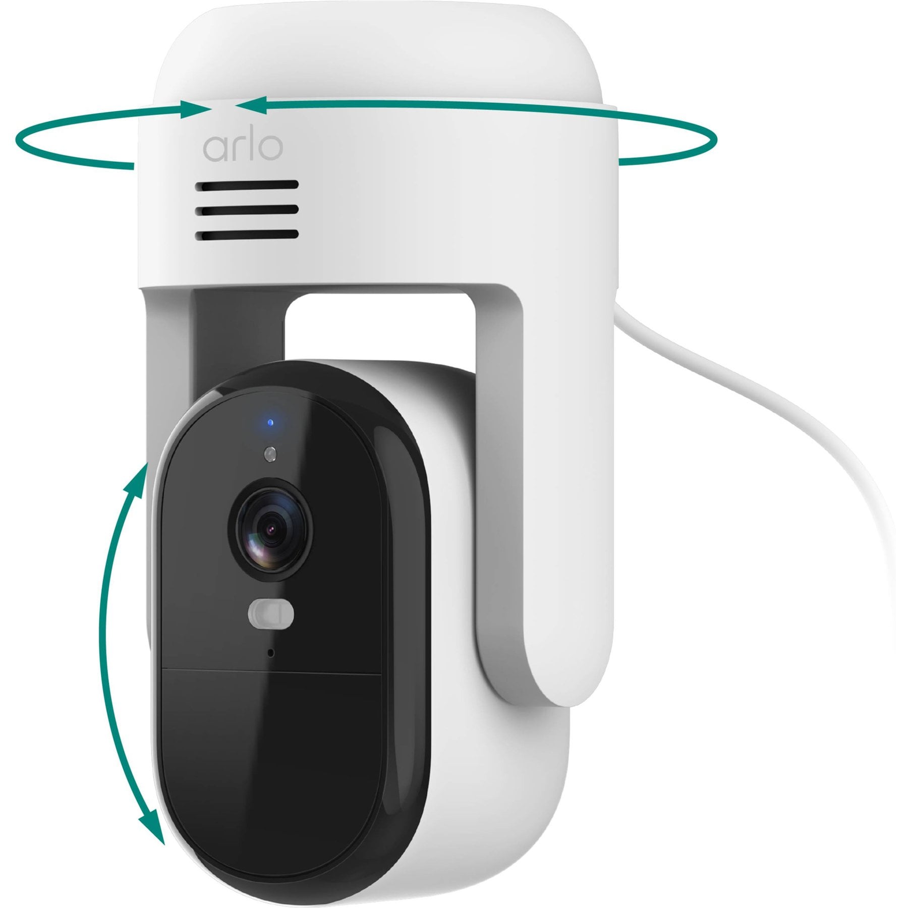 Arlo Essential Pan Tilt Outdoor Security 2K App-Compatible Plug-in-Power Pet Camera, White