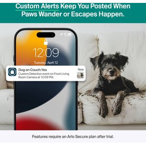 Arlo Essential Pan Tilt Indoor Security 2K App-Compatible Plug-in-Power Pet Camera, White