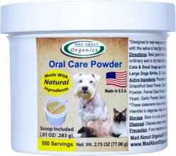 Mad About Organics Oral Care Powder Supplement for Dogs & Cats, 4.5-oz jar