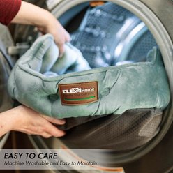 ClevaHome Non-Slip Bottom Comfortable Machine Washable Round Bolster Dog & Cat Bed, Small: 20 x 19 x 6-in, Washed Green slide 2 of 8