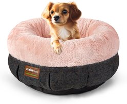 ClevaHome Cozy Ultra-Soft Round Plush Raised Side Anti-Slip Base Comfortable Machine Washable Bolster Dog & Cat Bed, Small: 20 x 20 x 8-in, Blush Pink slide 2 of 8