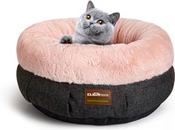 ClevaHome Cozy Ultra-Soft Round Plush Raised Side Anti-Slip Base Comfortable Machine Washable Bolster Dog & Cat Bed, Small: 20 x 20 x 8-in, Blush Pink slide 1 of 8