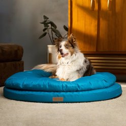 ClevaHome Orthopedic Dual Layer Water Repellent Round Non-Slip Bottom Comfortable Machine Washable Cover Bolster Dog & Cat Bed, Large: 42 x 42 x 8-in, Mosaic Blue