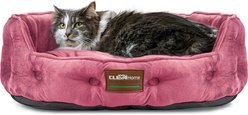 ClevaHome Non-Slip Bottom Comfortable Machine Washable Round Bolster Dog & Cat Bed, Small: 20 x 19 x 6-in, Plum Pink