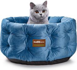 ClevaHome Deep Nest Luxurious Velvet Extra High Side Non-Slip Bottom Round Comfortable Machine Washable Bolster Dog & Cat Bed, Small: 20 x 20 x 8-in, Steel Blue slide 1 of 9