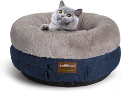 ClevaHome Cozy Ultra-Soft Round Plush Raised Side Anti-Slip Base Comfortable Machine Washable Bolster Dog & Cat Bed, Small: 20 x 20 x 8-in, Denim Grey slide 1 of 8