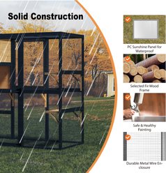 TIMHAKA 4-Tier Outdoor Connect to Window Cat Enclosure with Weatherproof Roof, Resting Rooms, Platforms & Large Door, 76 x 32.7 x 70.8-in, Black slide 2 of 6