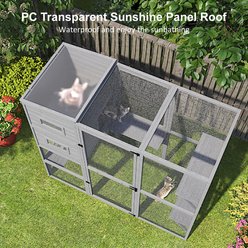 TIMHAKA Indoor 4-Tier Cat Enclosure with Window Access, 3 Resting Rooms, 3 Platforms & 2 Large Doors, Grey, Large: 76 x 32.7 x 70.8-in slide 2 of 8