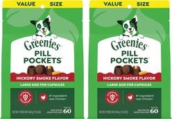 Greenies Pill Pockets Canine Hickory Smoke Flavor Natural Dog Treats, Capsule Size, 120 count