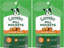 Greenies Pill Pockets Canine Chicken Flavor Natural Dog Treats, Tablet Size, 60 count bundle